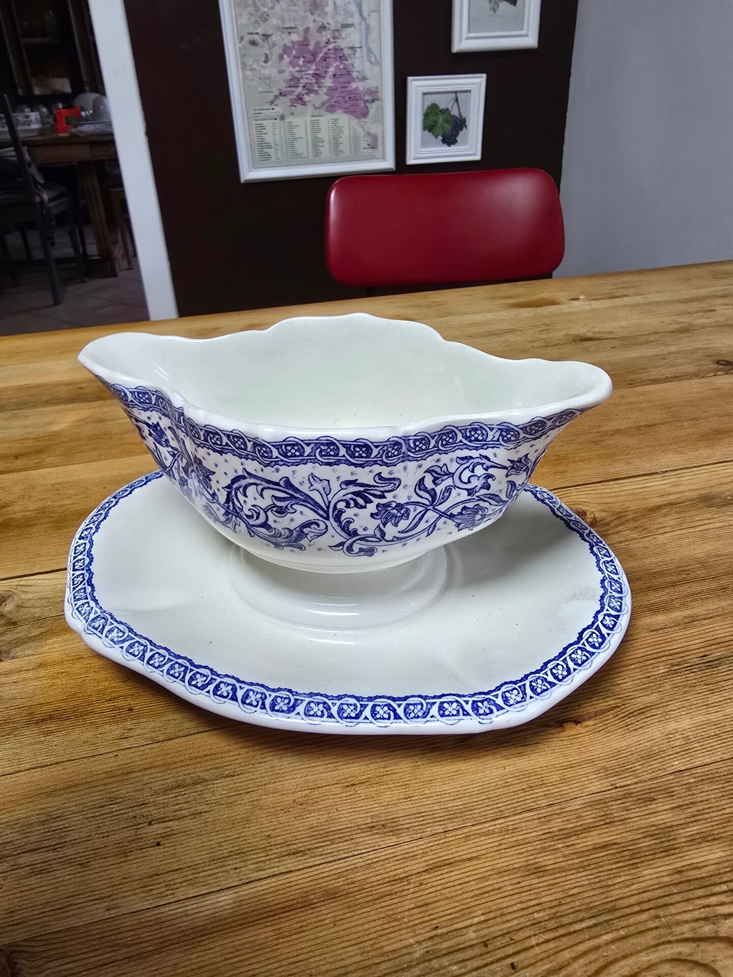 Saucière Gien motifs bleus parfait état 
