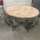 wrought iron and marble coffee table