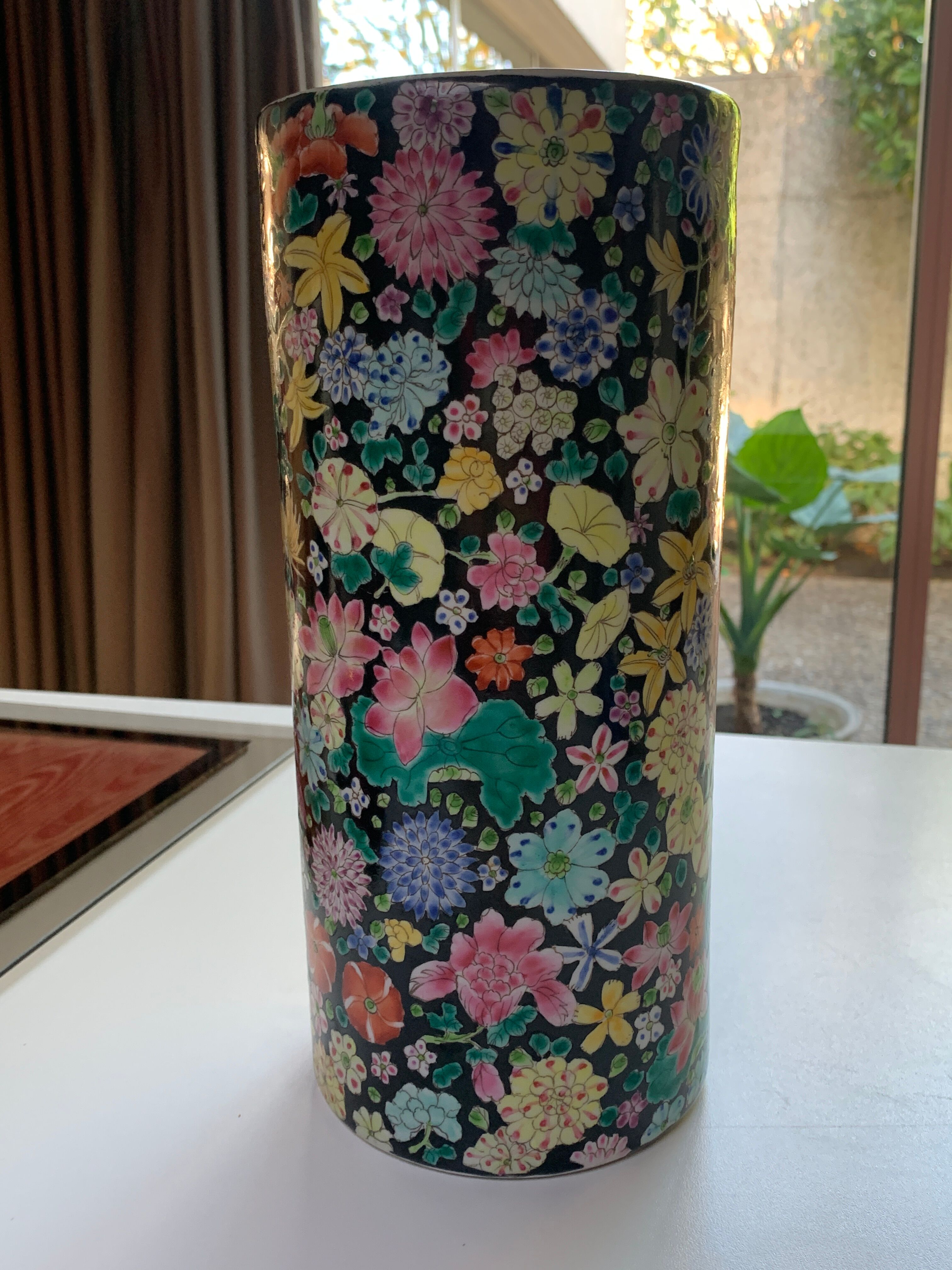 Porcelain vase decorated with flowers