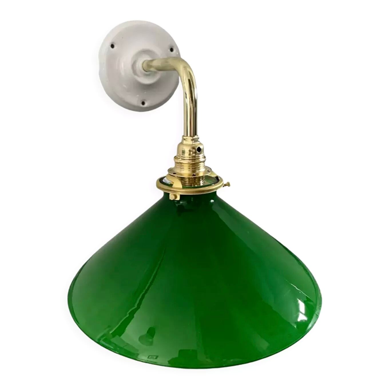 Vintage wall lamp in green opaline