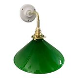 Vintage wall lamp in green opaline