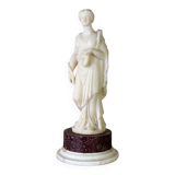 Alabaster sculpture, lady with a mask in the antique style, 19th century