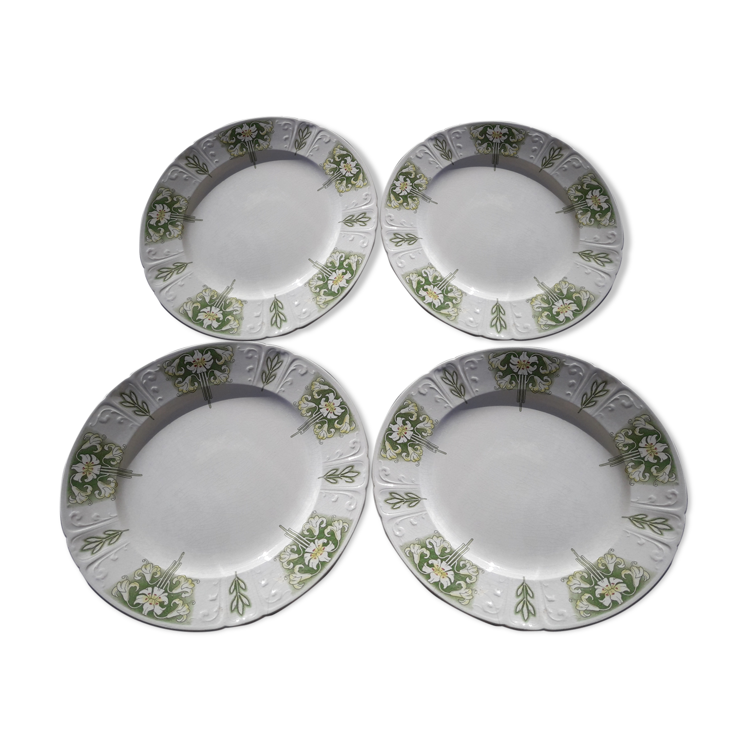 4 plates of earthenware of Sarreguemines