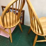 Pair of vintage windsor beech chairs