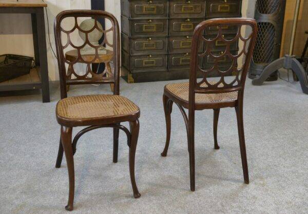 Pair of Art Nouveau bentwood chairs attributed to Koloman Moser for Jacob and Josef Kohn 1890/1910
