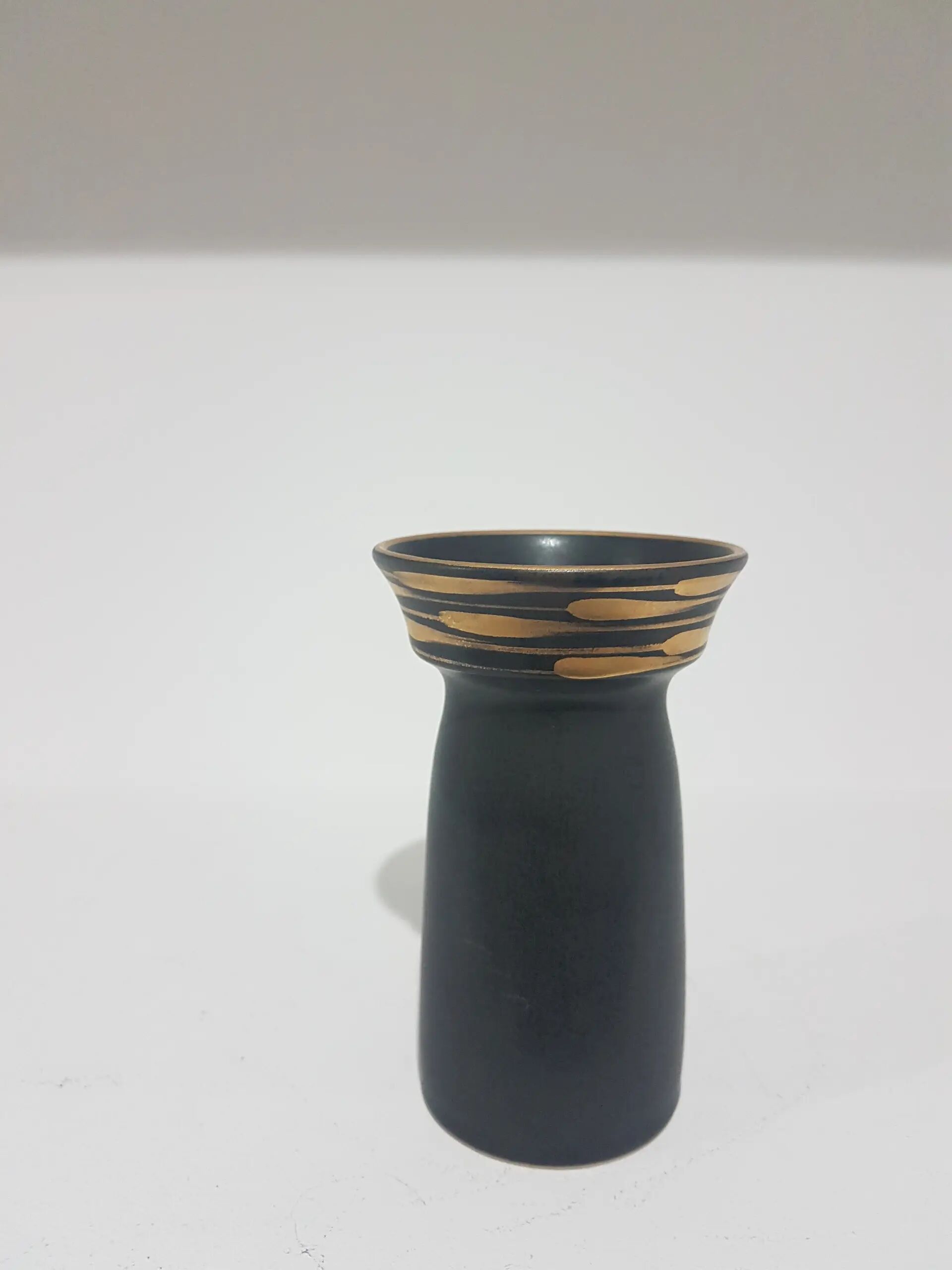 Juist vase, black and gold, ceramic, Germany, 1970s