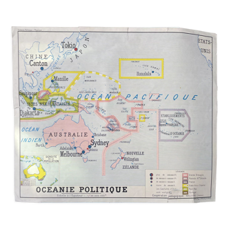 School poster Oceania politics and physics 1950