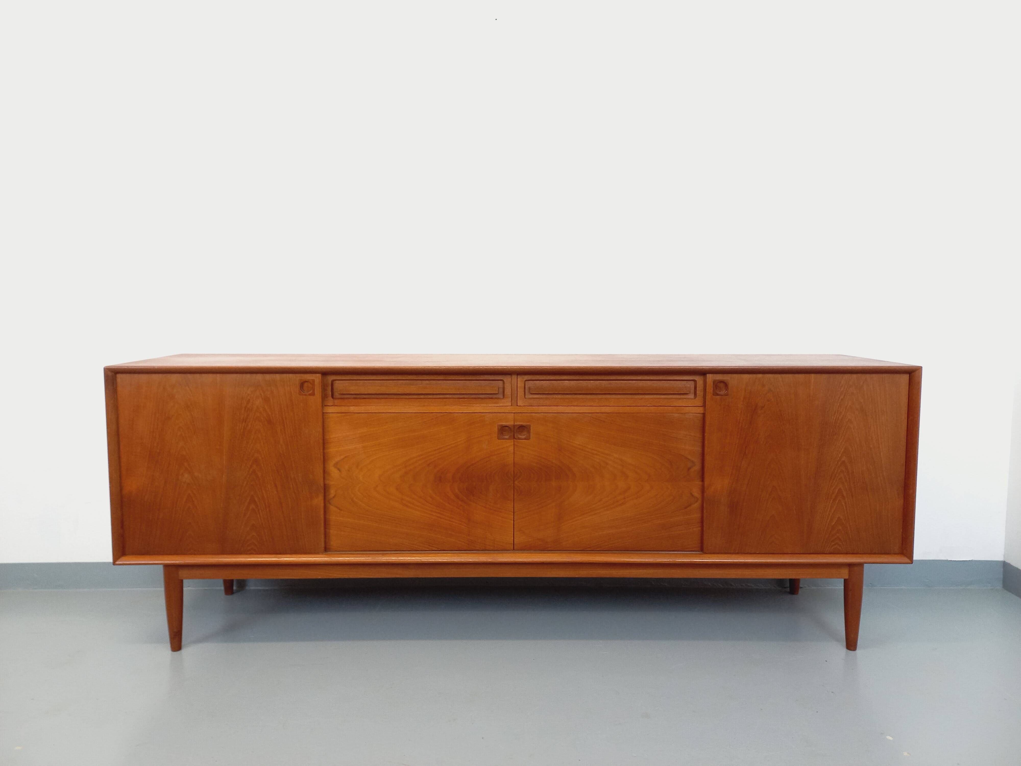 Vintage Scandinavian teak sideboard from the 60s by designer Edvard Valentinsen for Samcom
