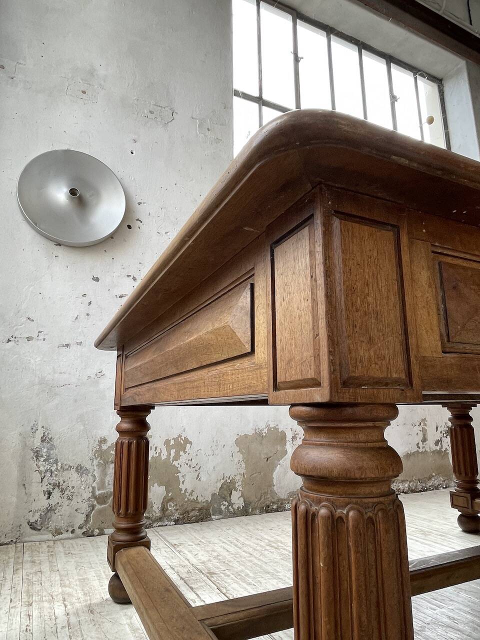 Solid walnut farmhouse castle table 1900 XXL