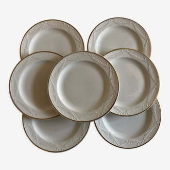 Set of 7 neo-classical plates directoire fine earthenware from Gien 19th