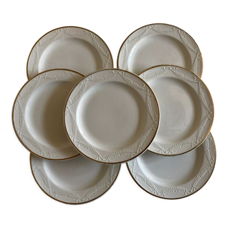 Set de 7 assiettes néo-classiques directoire faïence fine de Gien 19e