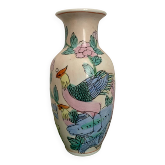 Vase vintage à motifs d'oiseaux