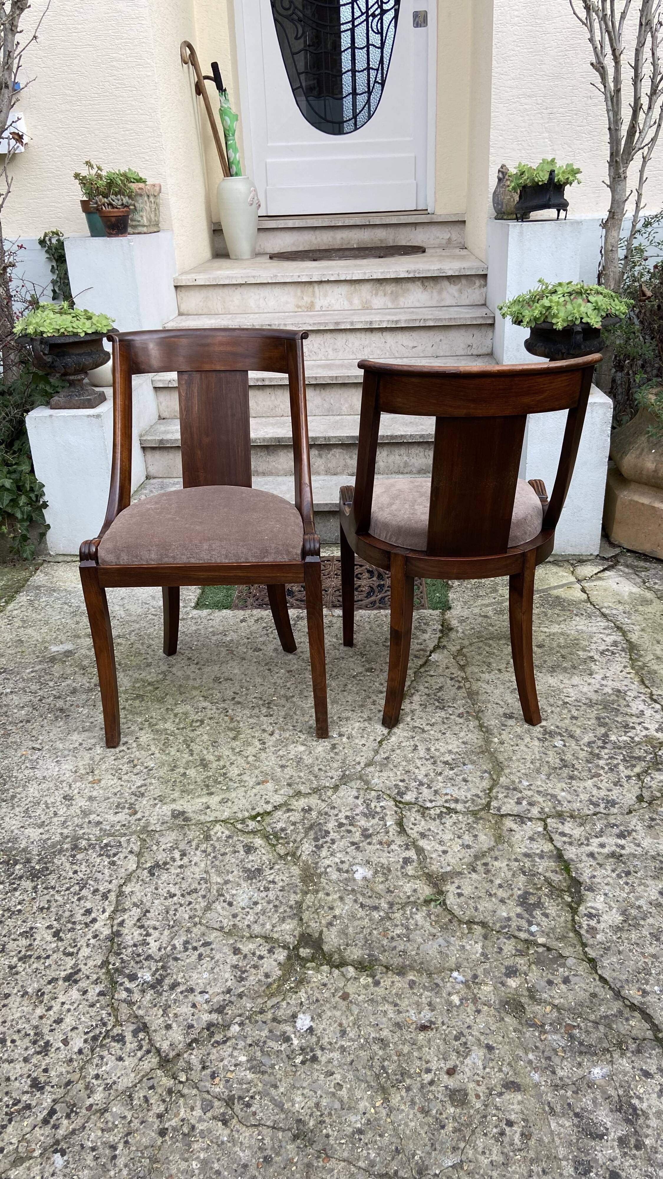 Pair of Empire style gondola chairs