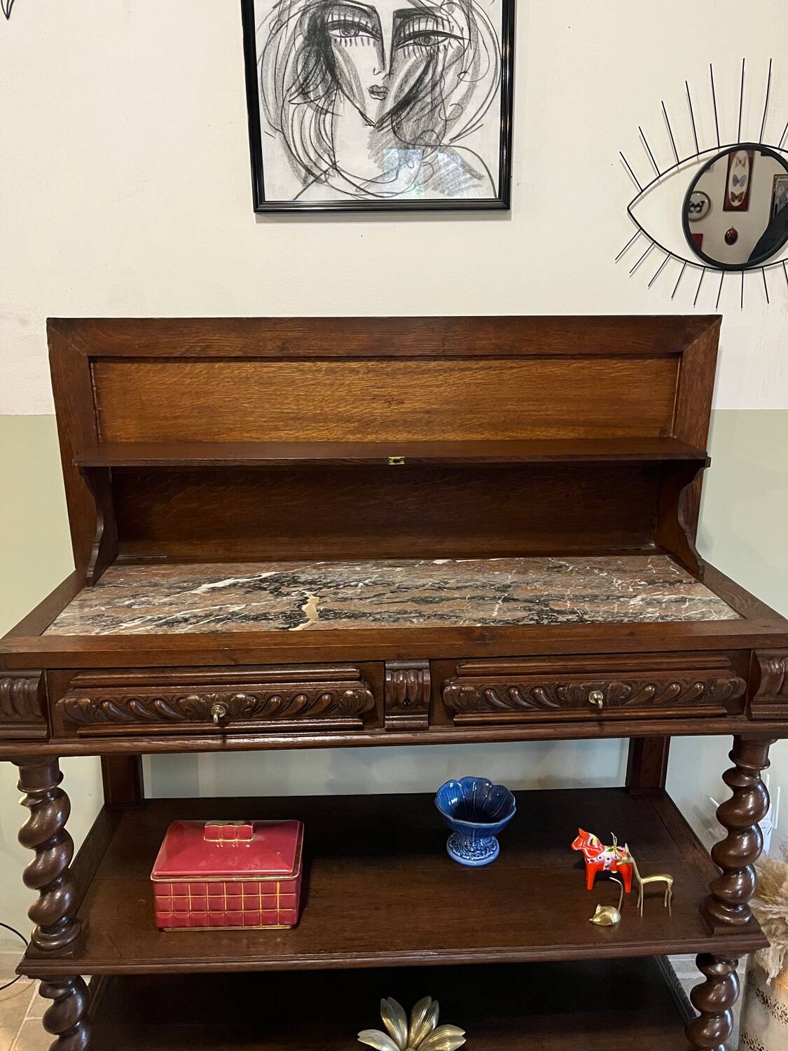 Console or turned wooden service table