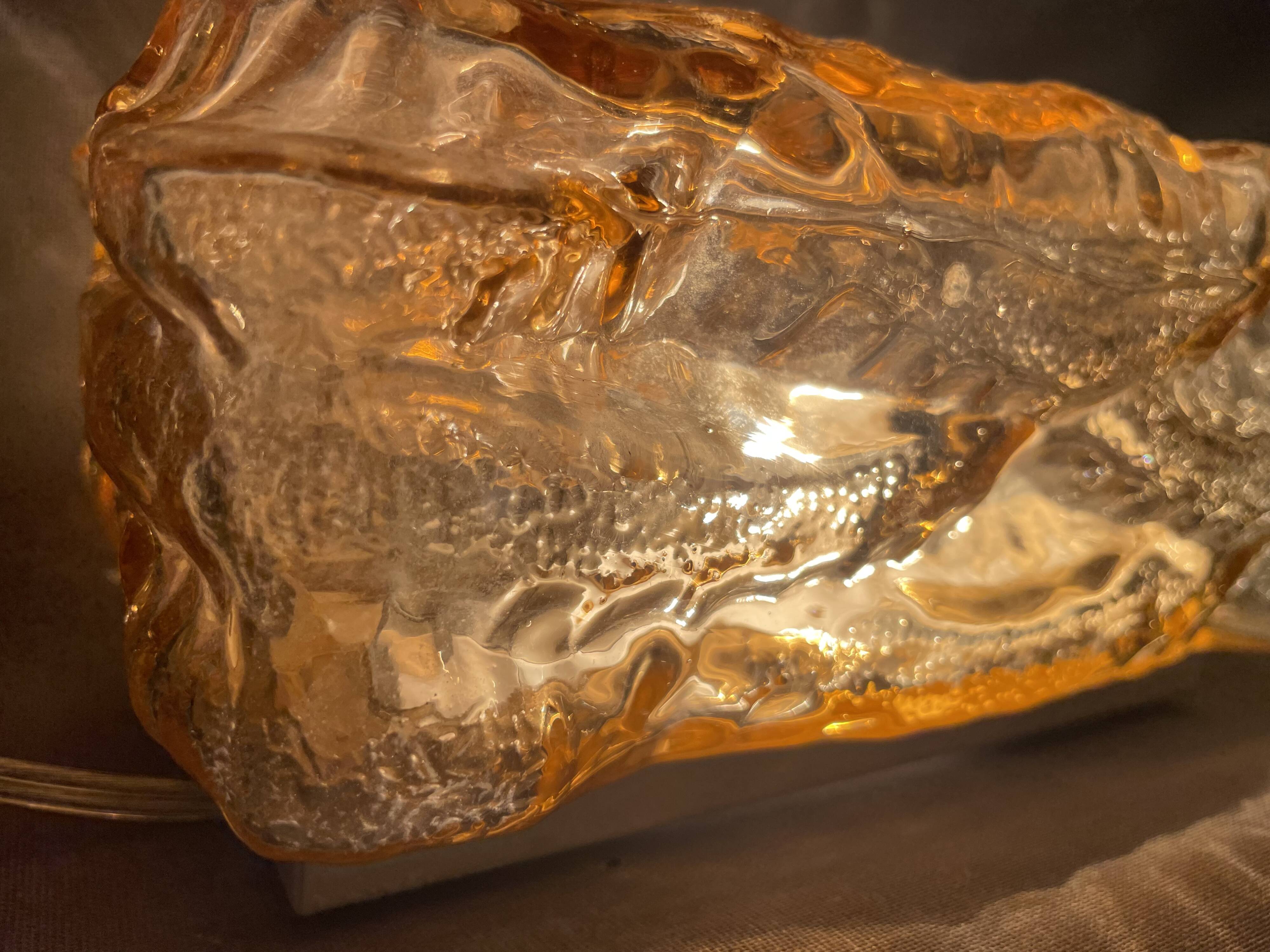 Amber glass rectangular flush mount ceiling or wall light