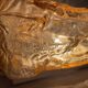 Amber glass rectangular flush mount ceiling or wall light