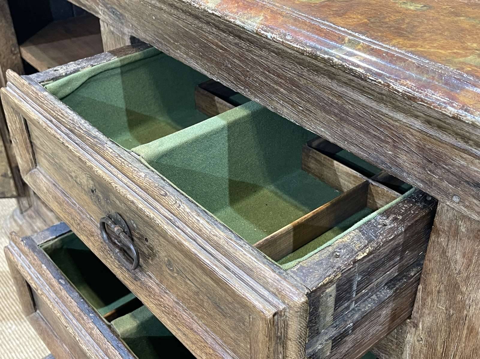 18th-century oak enfilade with a marble-effect painted top.
