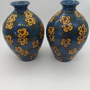 Pair of Large Art Deco Vases Émile Simonod H28cm Glazed Ceramic Blue