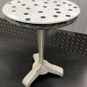 Art Deco cast garden table and porcelain shard tray