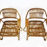 Pair of Italian rattan armchairs, 1960s
