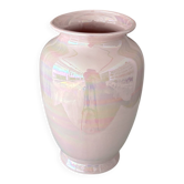 Vintage Pink Iridescent Ceramic Vase | Pearlescent Lustre Glaze | Postmoder