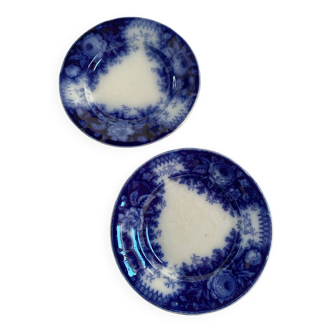 Lot de 2 assiettes à dessert U&C, Sarreguemines, modèle Jardinière