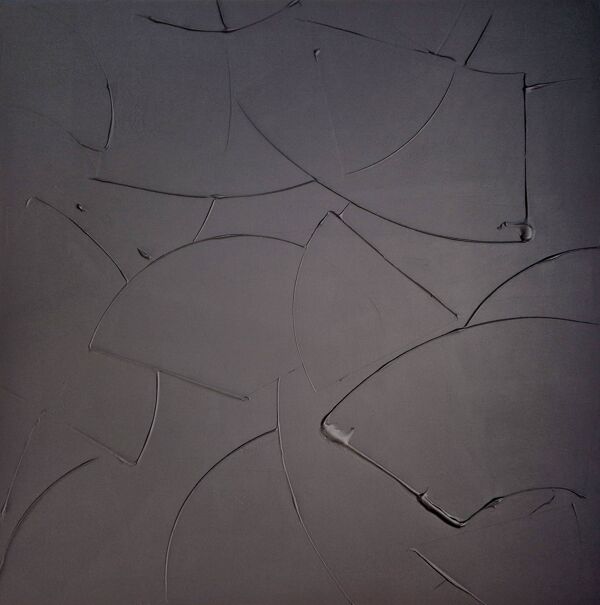 Tableau peinture abstraite monochrome minimaliste noir