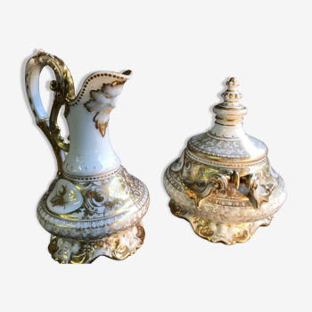 Sucrier et verseuse en porcelaine