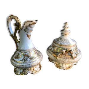 Sucrier et verseuse en - porcelaine