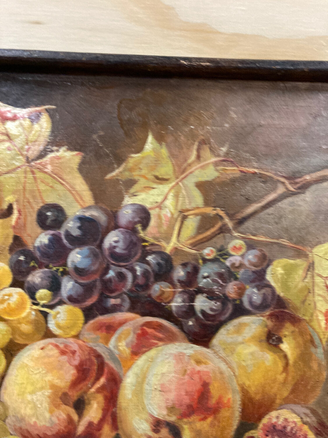 Still life on wood painted in oil 19th