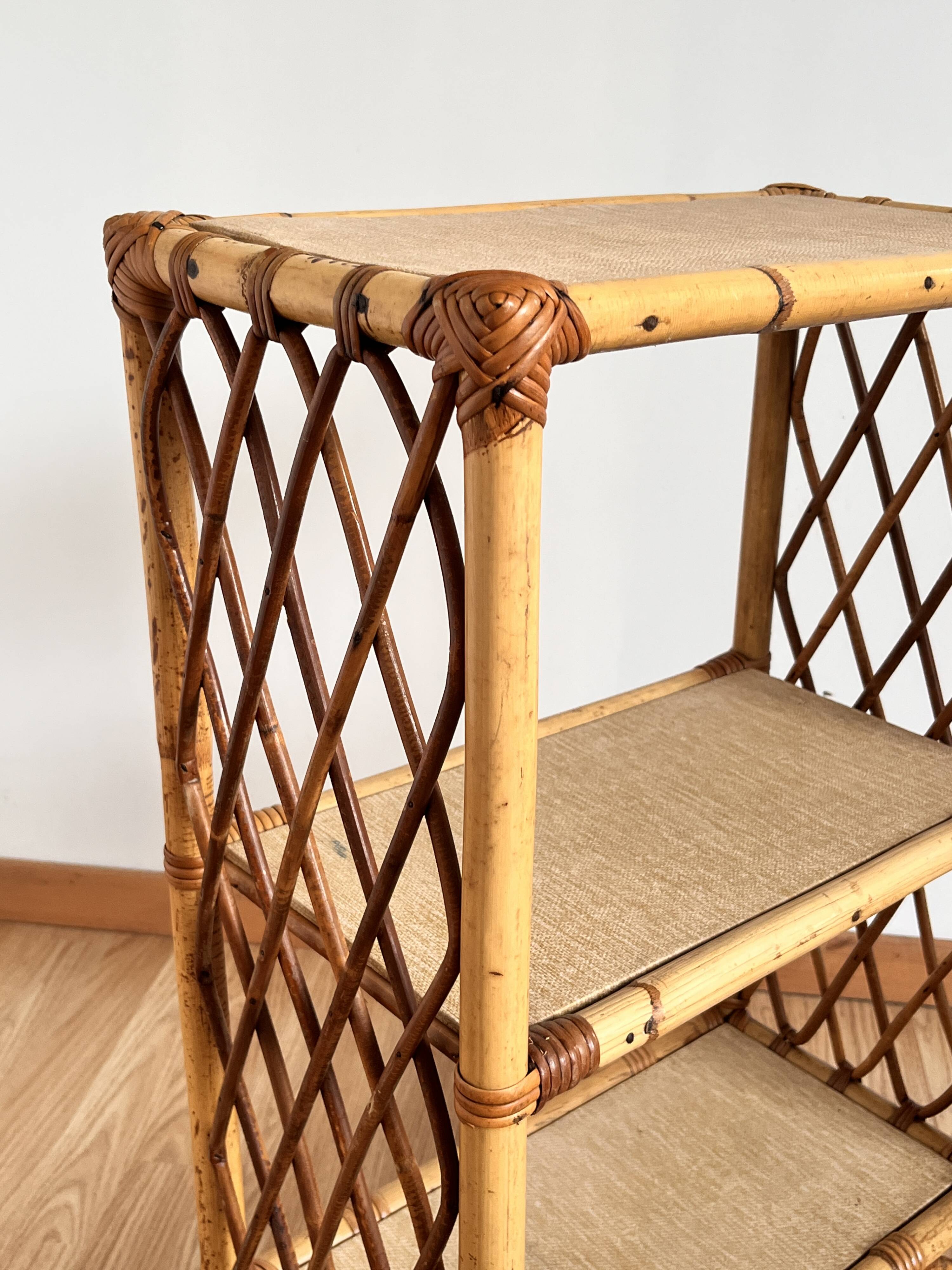 étagère biblothèque rotin