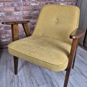 Restored mid-century armchair type 366 by j. chierowski - yellow 1960s