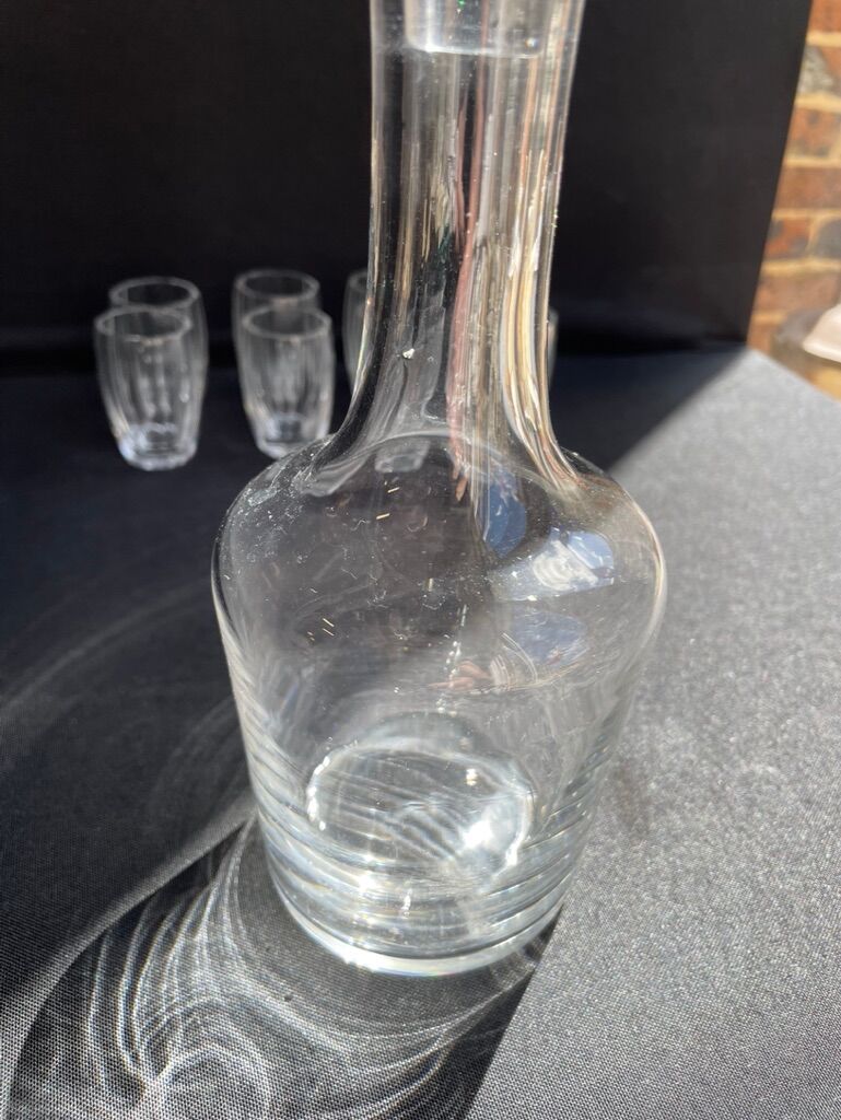 Liquor cabaret - Art Deco - Blown and cut crystal, mahogany or ebony macassar and stainless steel