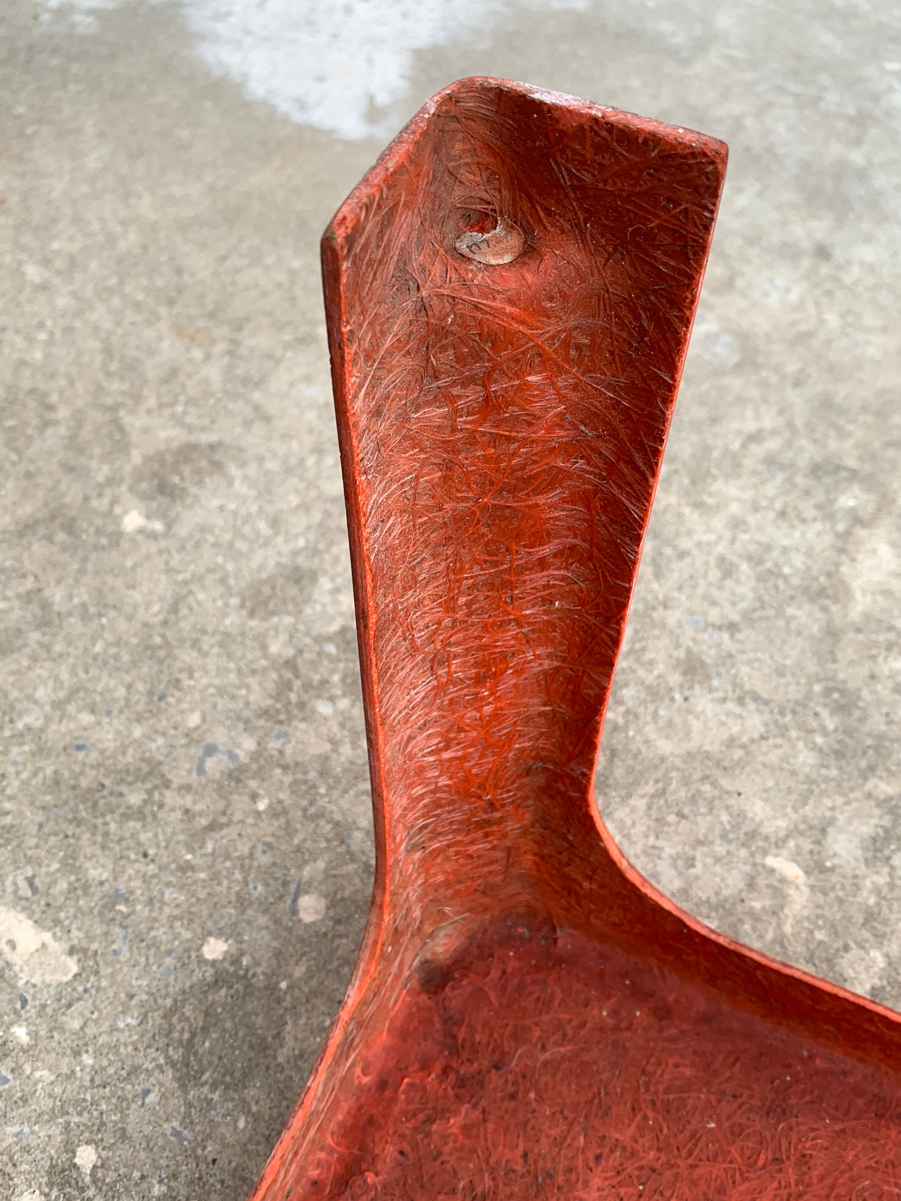 Square orange fiberglass coffee table