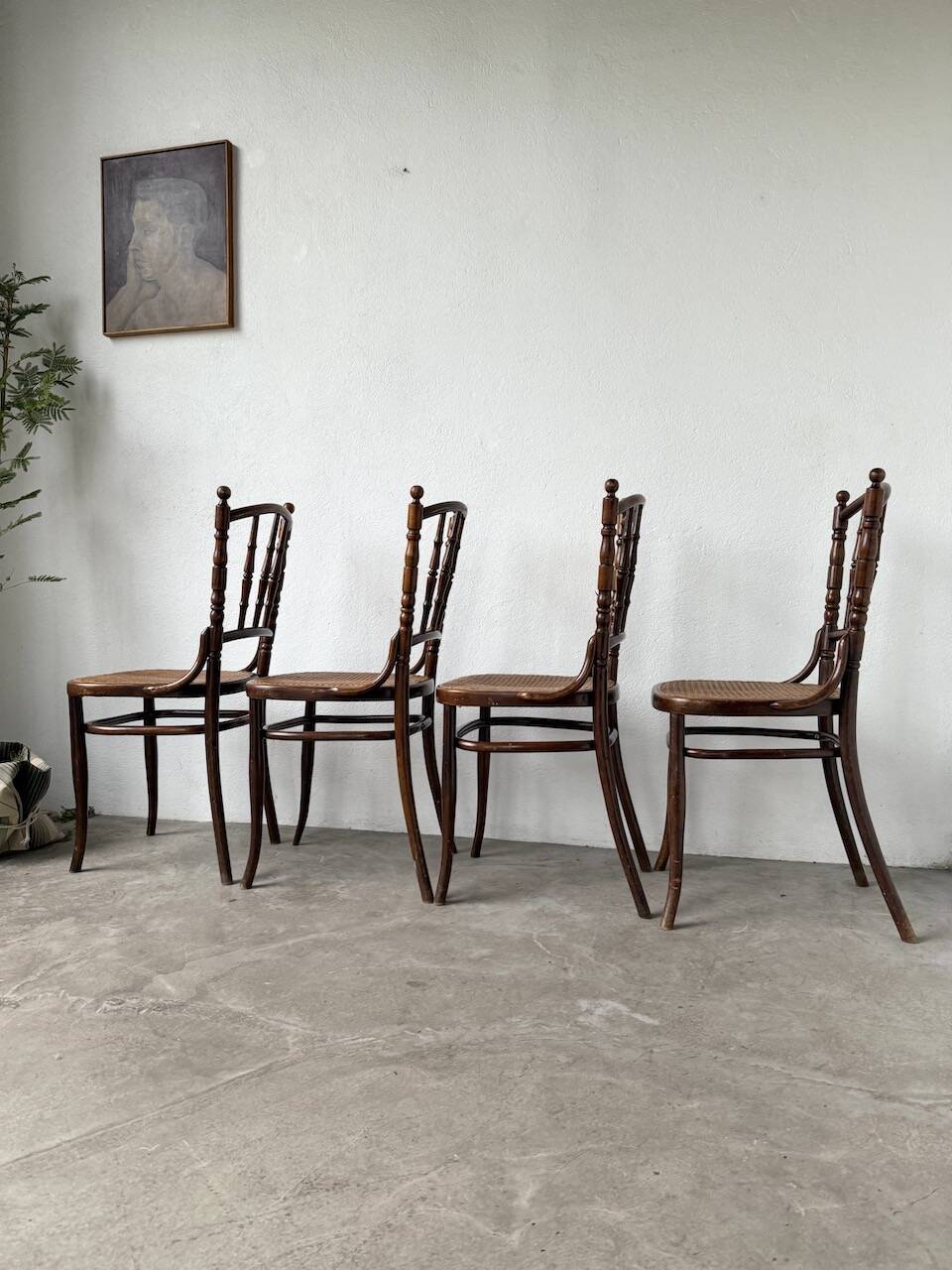 Set of 4 Fischel cane bistro chairs