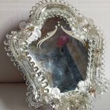 Venetian mirror 22cm X 24 cm Murano glass to pose 50s