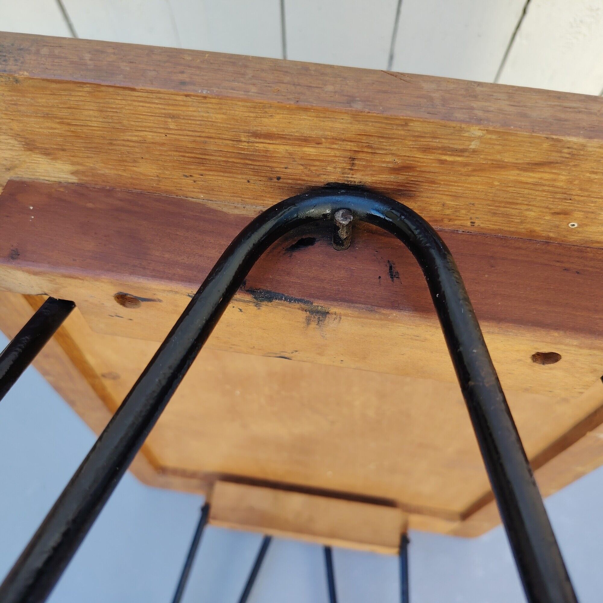 Folding side table, 50s design, trumpet legs, vintage