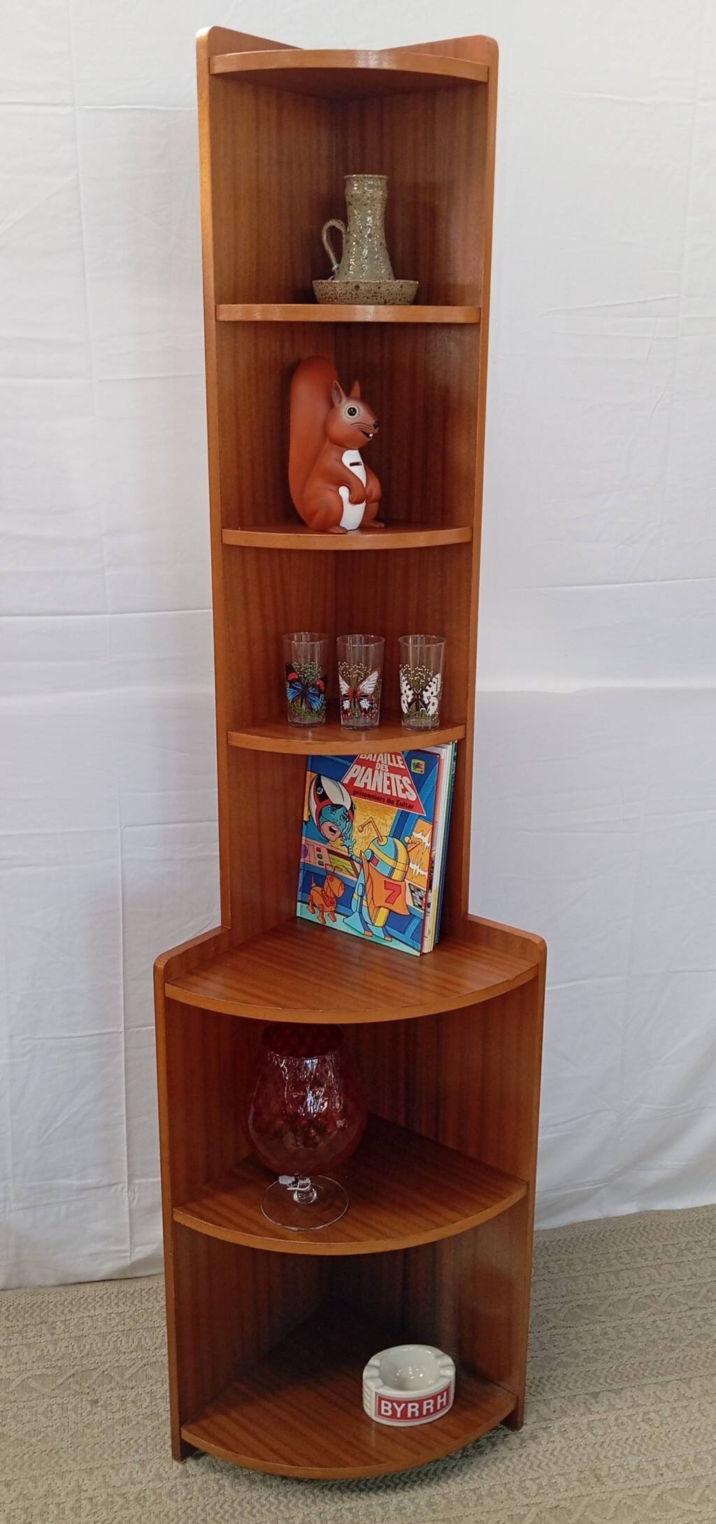 1960s teak corner shelf unit
