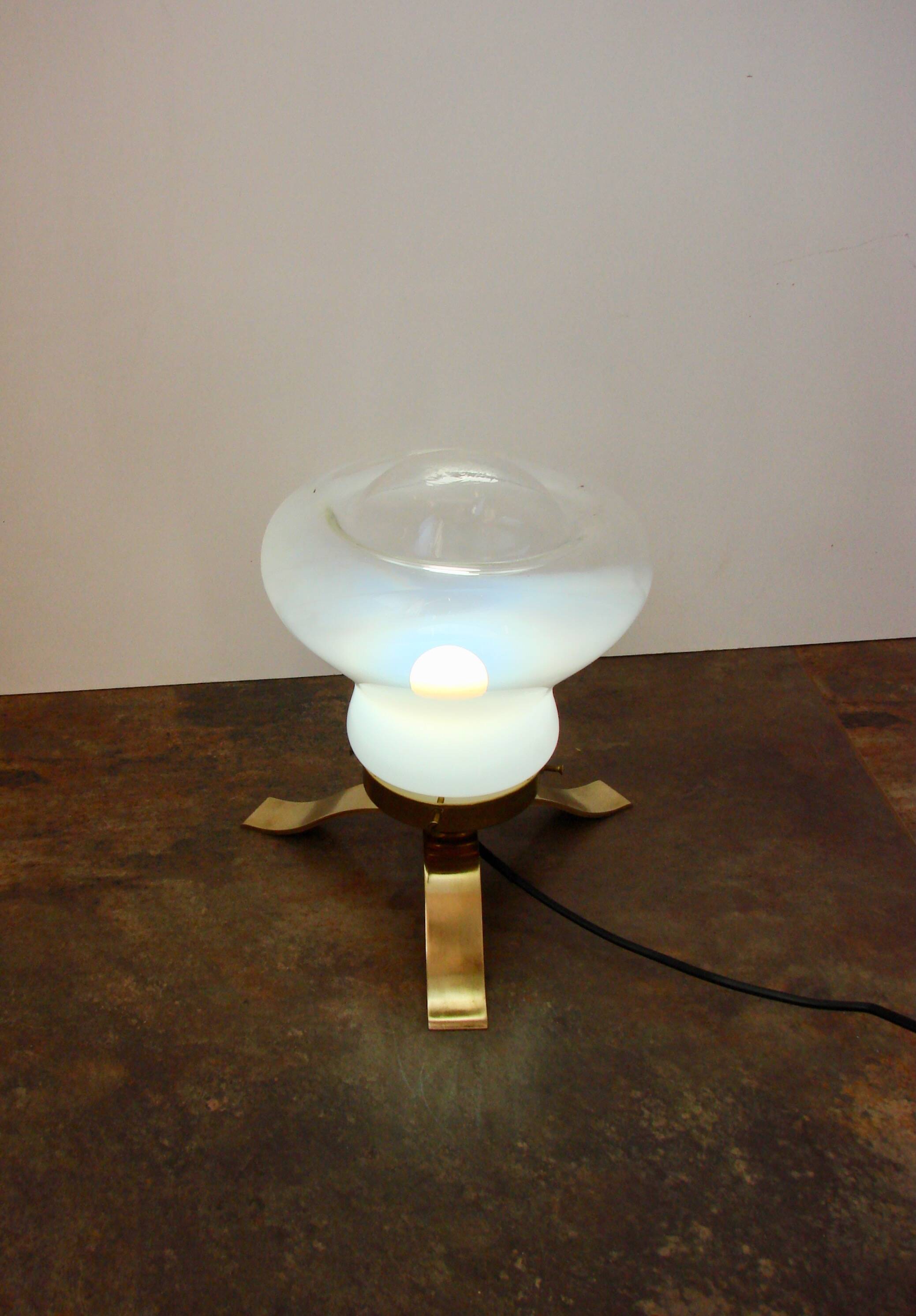 Mid-century table lamp from the 1970s, brass and glass, E27