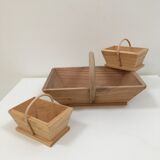 Lot of 3 wooden baskets
