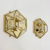 Set of 2 hexagonal wall lamps by Sothis, Italy 1980s
