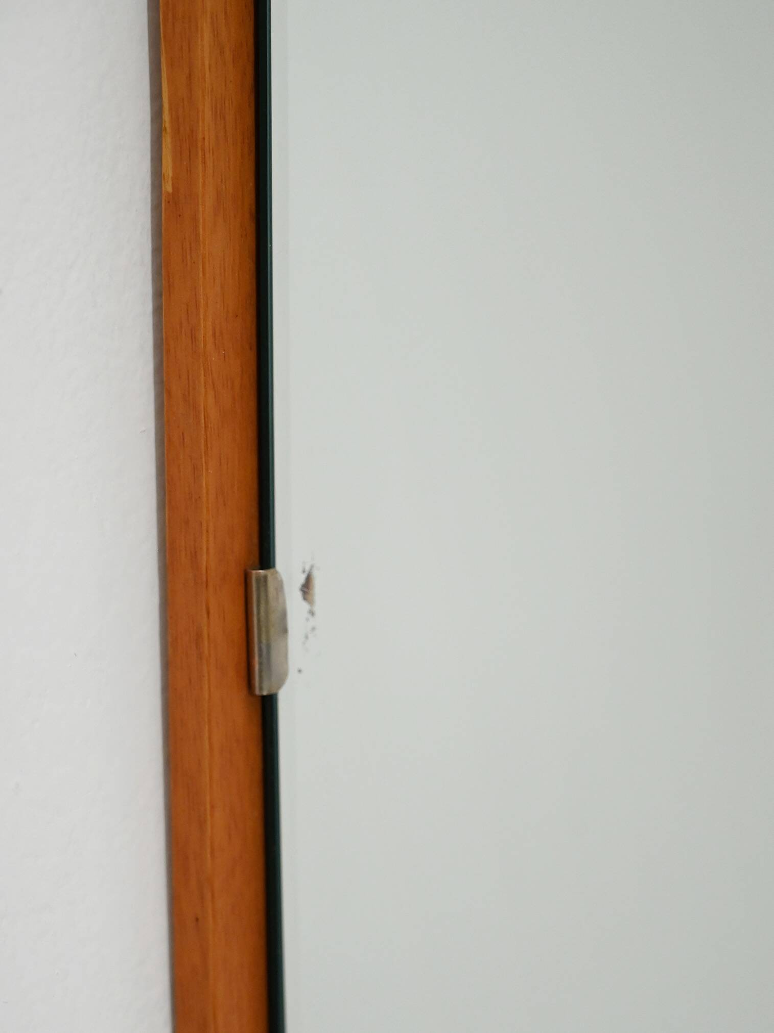 Scandinavian slightly convex rectangular teak mirror by "Kron"