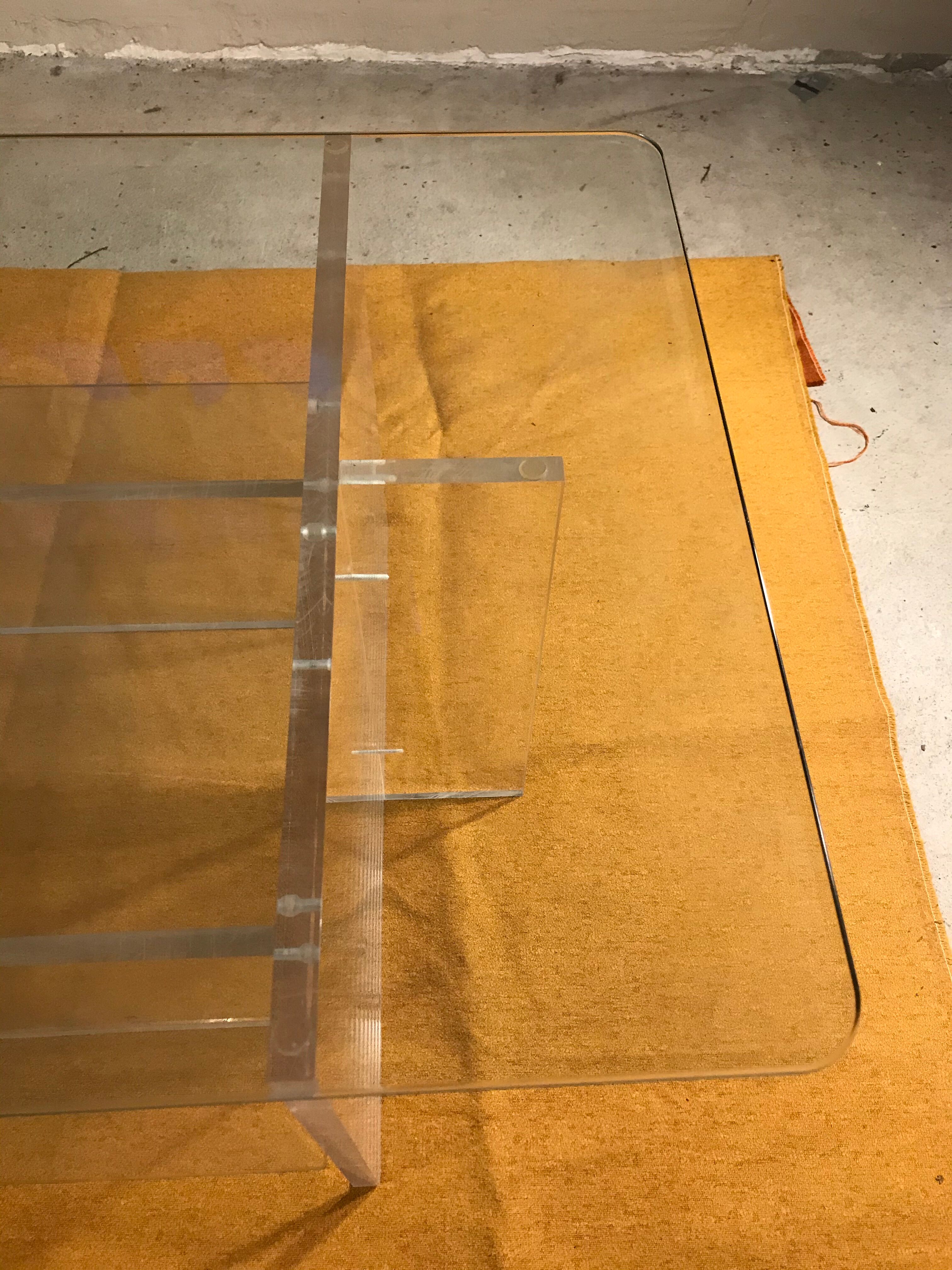 Plexiglas coffee table and glass