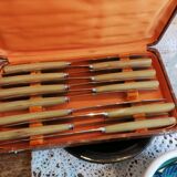 Box of 11 stainless steel knives with bakelite handles