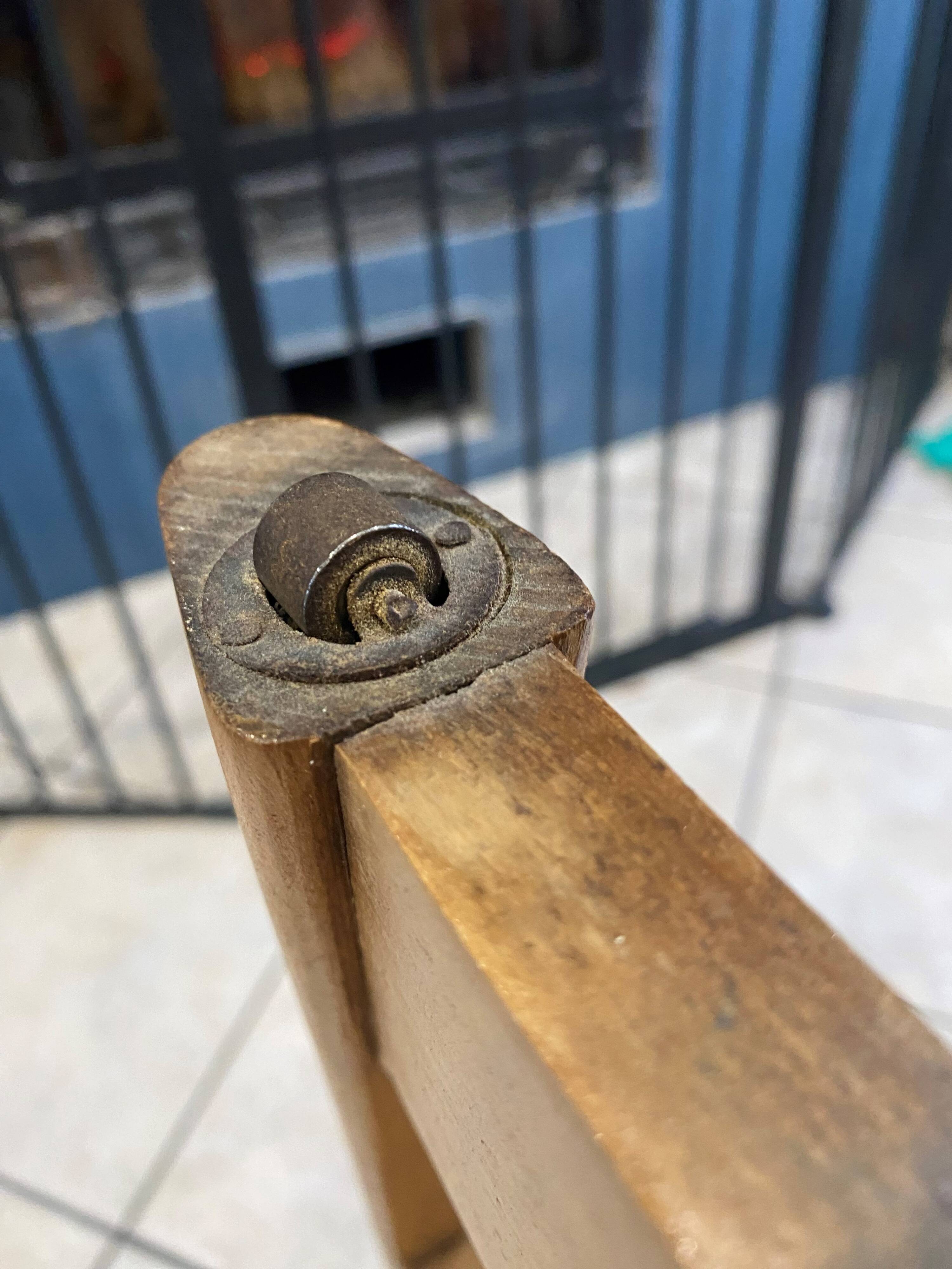 Scandinavian wooden side coffee table with vintage 50s swivel top