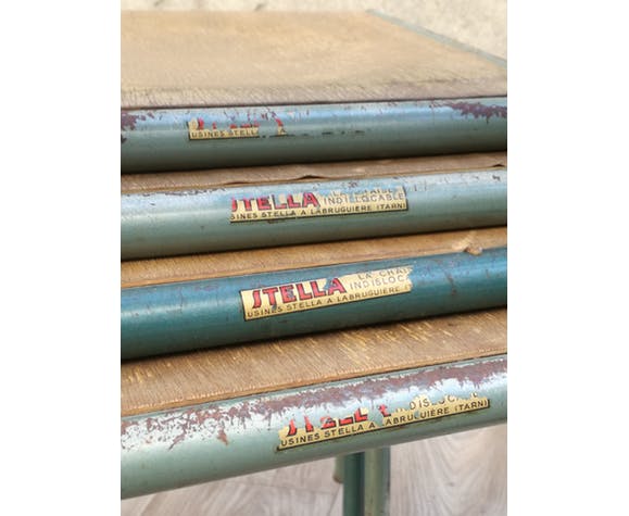 Lot de 4 chaises d'ecole vintage stella