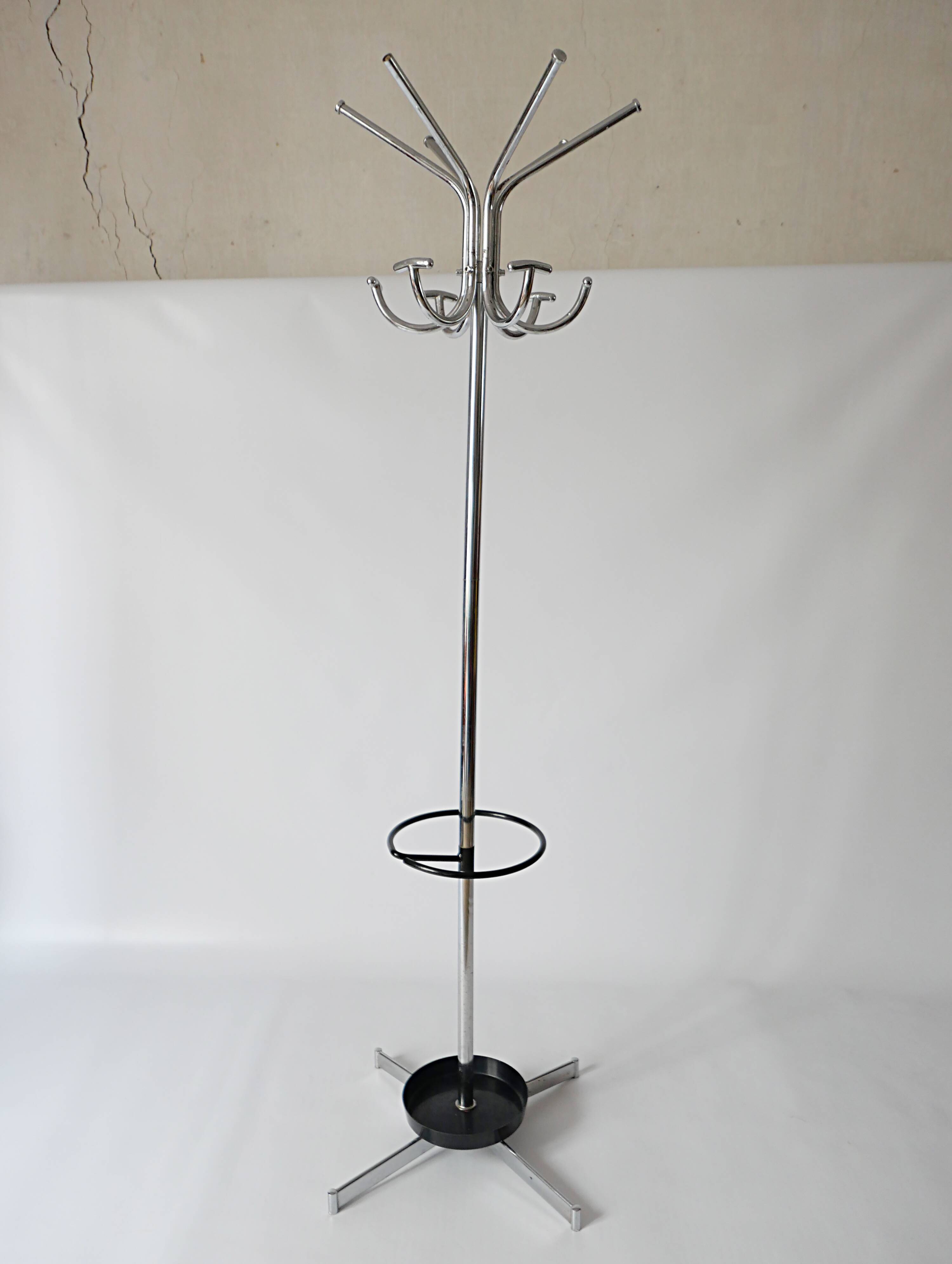 Vintage design coat rack from the 70s 1970s 1980s chrome metal