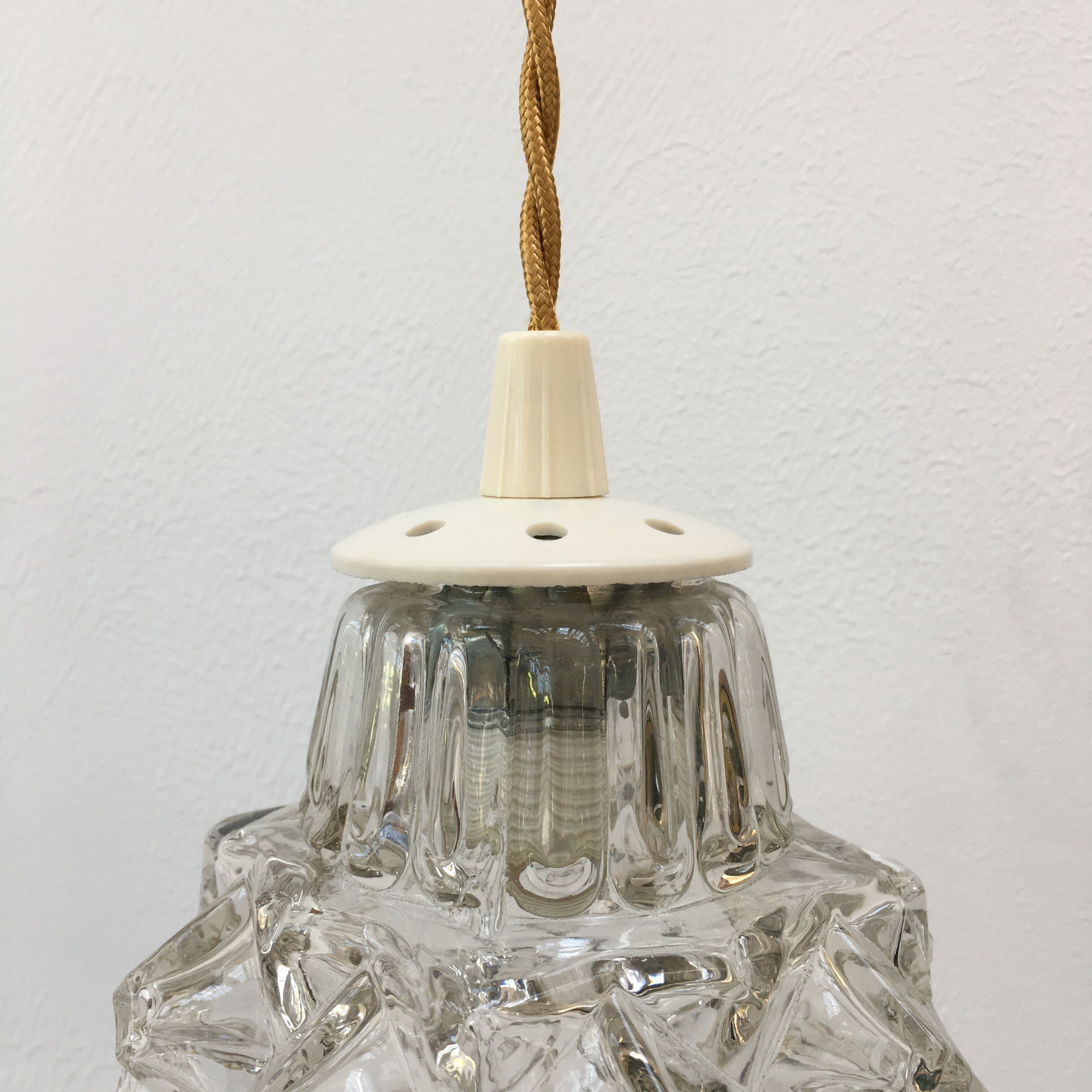 Vintage molded glass pendant lamp
