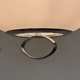 Large Scandinavian pendant light, up and down, opaline and chrome