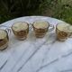 Set of 4 vintage amber glass and chrome metal cups – 1970s